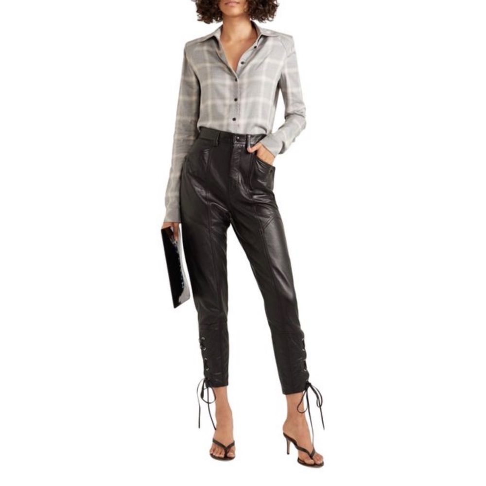 Rta Women's Gray Flannel Button Down Shirt